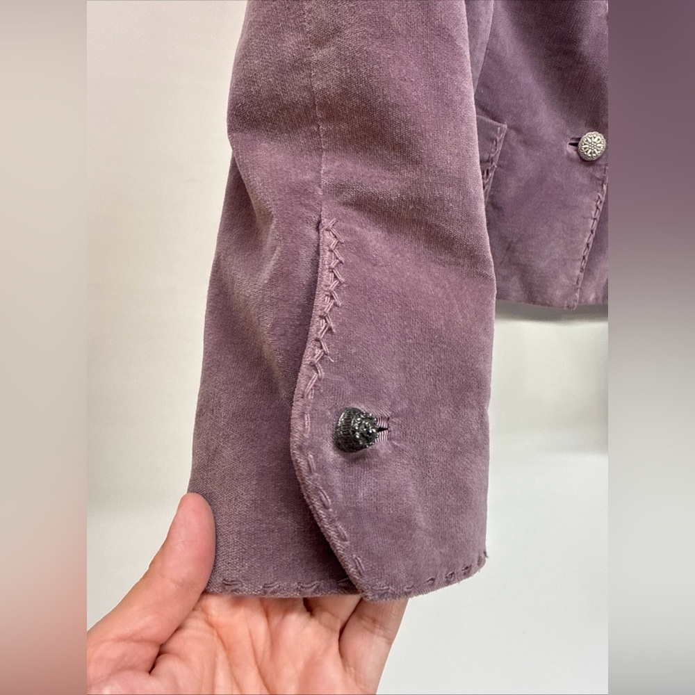 Elie Tahari Velvet Blazer Jacket Sz L Top Stitching Silk Lining Lilac Luxury - Picture 6 of 15